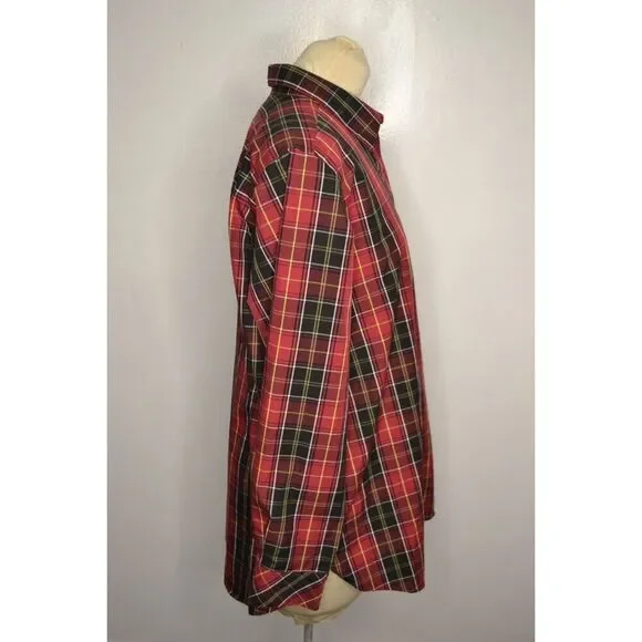 Orvis Women's 18 Red Buffalo Plaid Long Sleeve Button Down Tunic Shirt - Picture 5 of 11